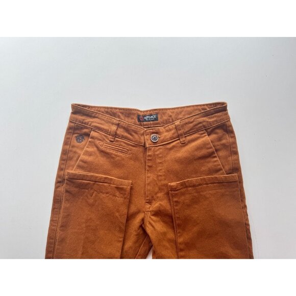VERSACE Brown 100% Cotton Basketweave Twill Low Rise Skinny Jeans Pants, Size 30 - Picture 10 of 16